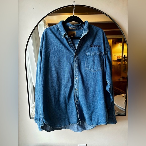 VINTAGE? | port authority denim button up | size XL - Picture 6 of 8